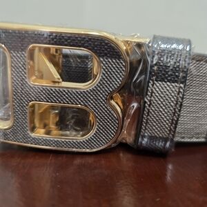 Gold and Gray Belt with B Buckle
